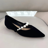 Pointed Toe Mary Jane Women Shoes Flats Beaded Crystal Shallow Sandals 2024 Designer Summer Cozy Shoes New Brand Femme Chaussure